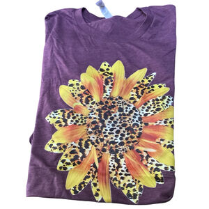Bella+Canvas Sunflower T-Shirt Purple/Yellow Size 2XL